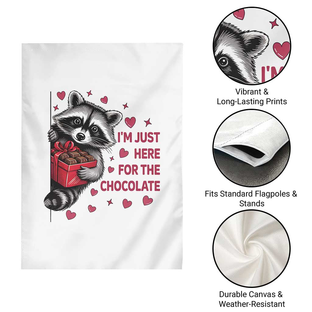 Valentine Racoon Trash Panda Garden Flag I'm Just Here For The Chocolate