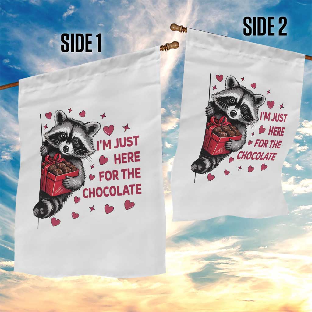 Valentine Racoon Trash Panda Garden Flag I'm Just Here For The Chocolate