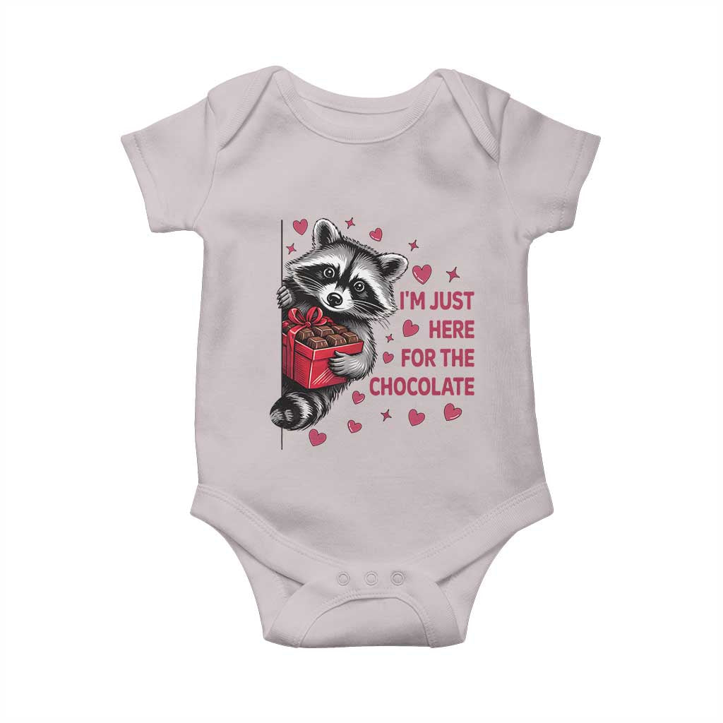 Valentine Racoon Trash Panda Baby Onesie I'm Just Here For The Chocolate