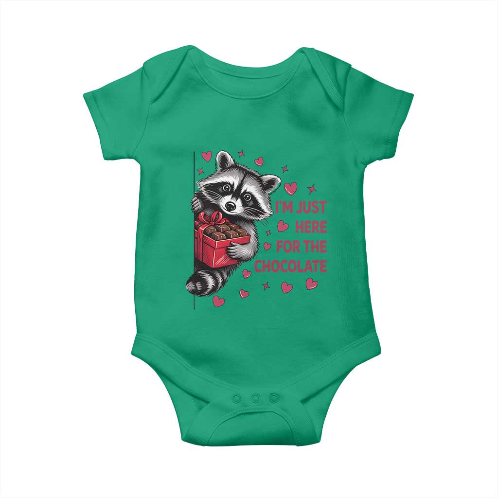 Valentine Racoon Trash Panda Baby Onesie I'm Just Here For The Chocolate