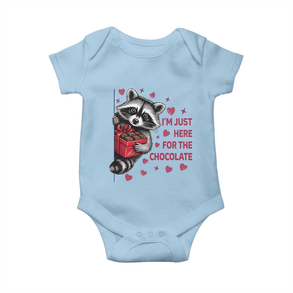 Valentine Racoon Trash Panda Baby Onesie I'm Just Here For The Chocolate