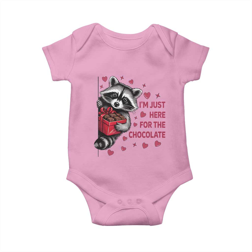 Valentine Racoon Trash Panda Baby Onesie I'm Just Here For The Chocolate