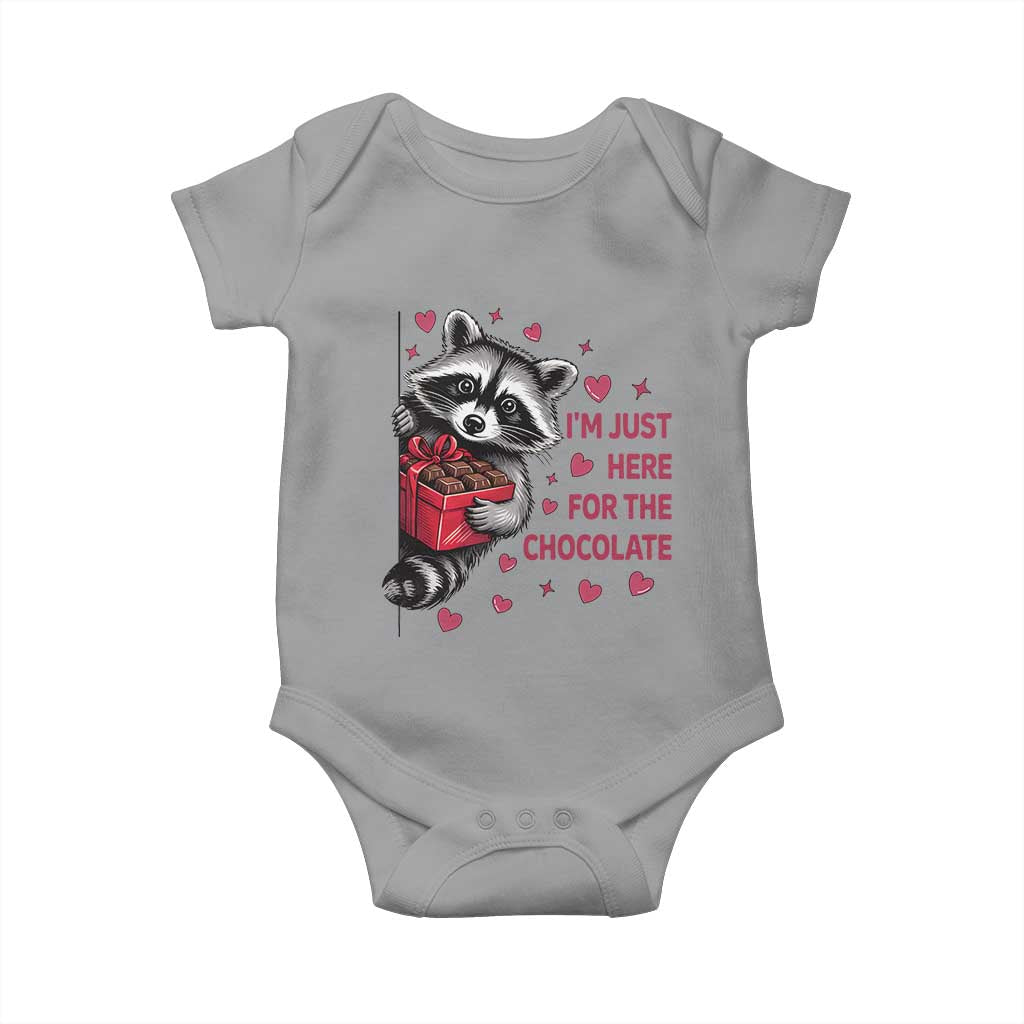 Valentine Racoon Trash Panda Baby Onesie I'm Just Here For The Chocolate