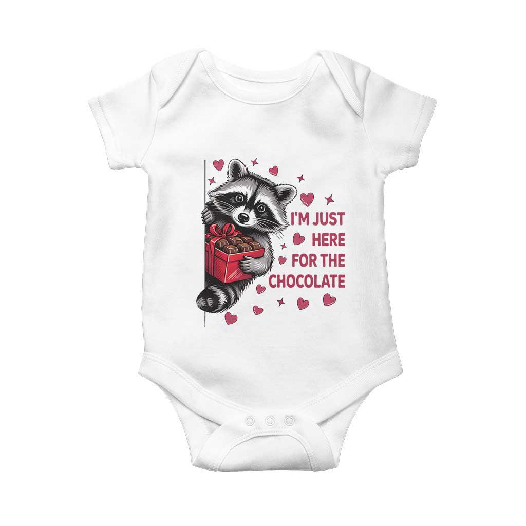 Valentine Racoon Trash Panda Baby Onesie I'm Just Here For The Chocolate