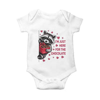Valentine Racoon Trash Panda Baby Onesie I'm Just Here For The Chocolate