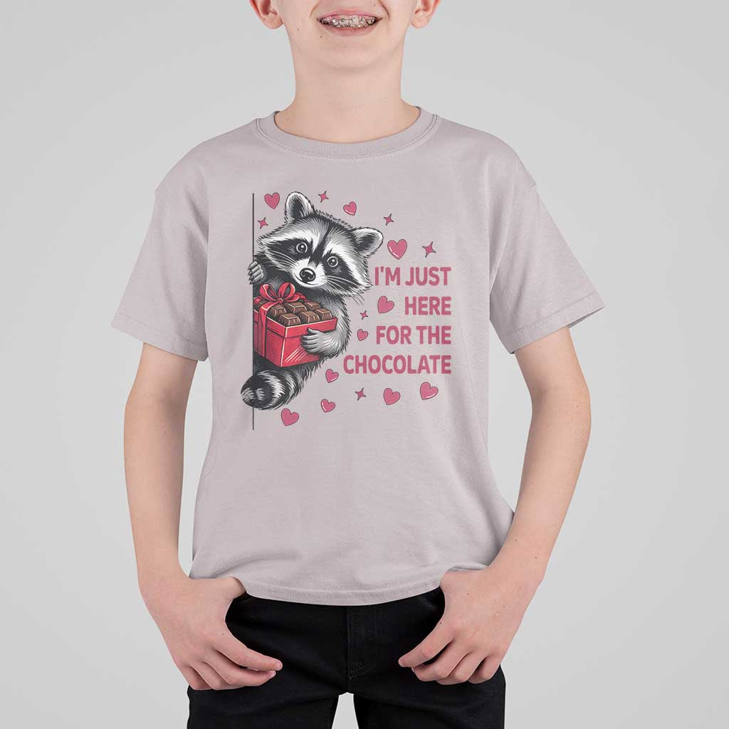 Valentine Racoon Trash Panda T Shirt For Kid I'm Just Here For The Chocolate