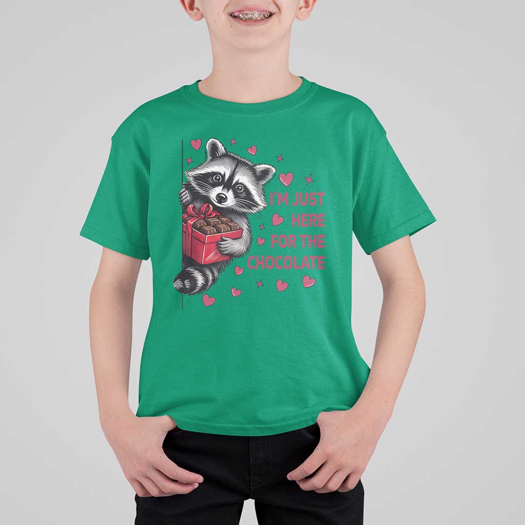 Valentine Racoon Trash Panda T Shirt For Kid I'm Just Here For The Chocolate