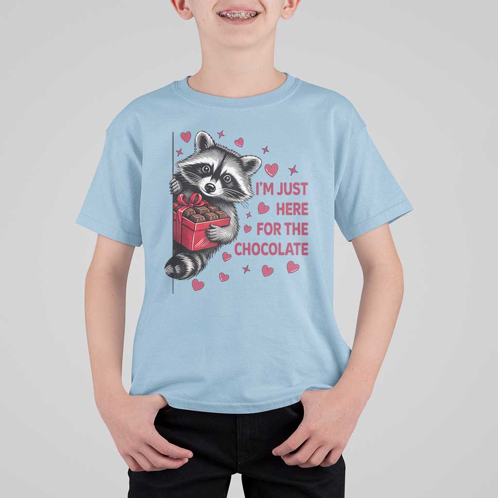 Valentine Racoon Trash Panda T Shirt For Kid I'm Just Here For The Chocolate