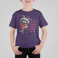 Valentine Racoon Trash Panda T Shirt For Kid I'm Just Here For The Chocolate