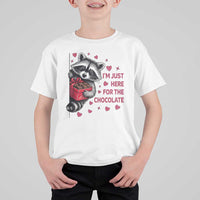 Valentine Racoon Trash Panda T Shirt For Kid I'm Just Here For The Chocolate
