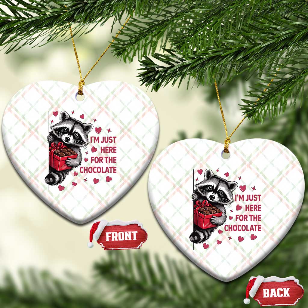 Valentine Racoon Trash Panda Ceramic Ornament I'm Just Here For The Chocolate