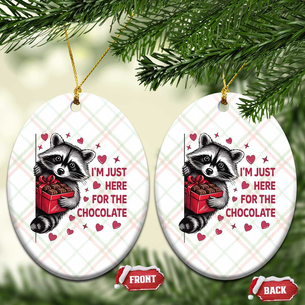 Valentine Racoon Trash Panda Ceramic Ornament I'm Just Here For The Chocolate