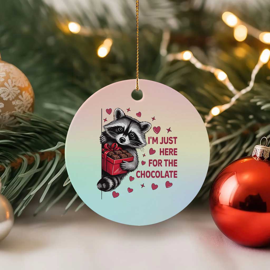 Valentine Racoon Trash Panda Ceramic Ornament I'm Just Here For The Chocolate