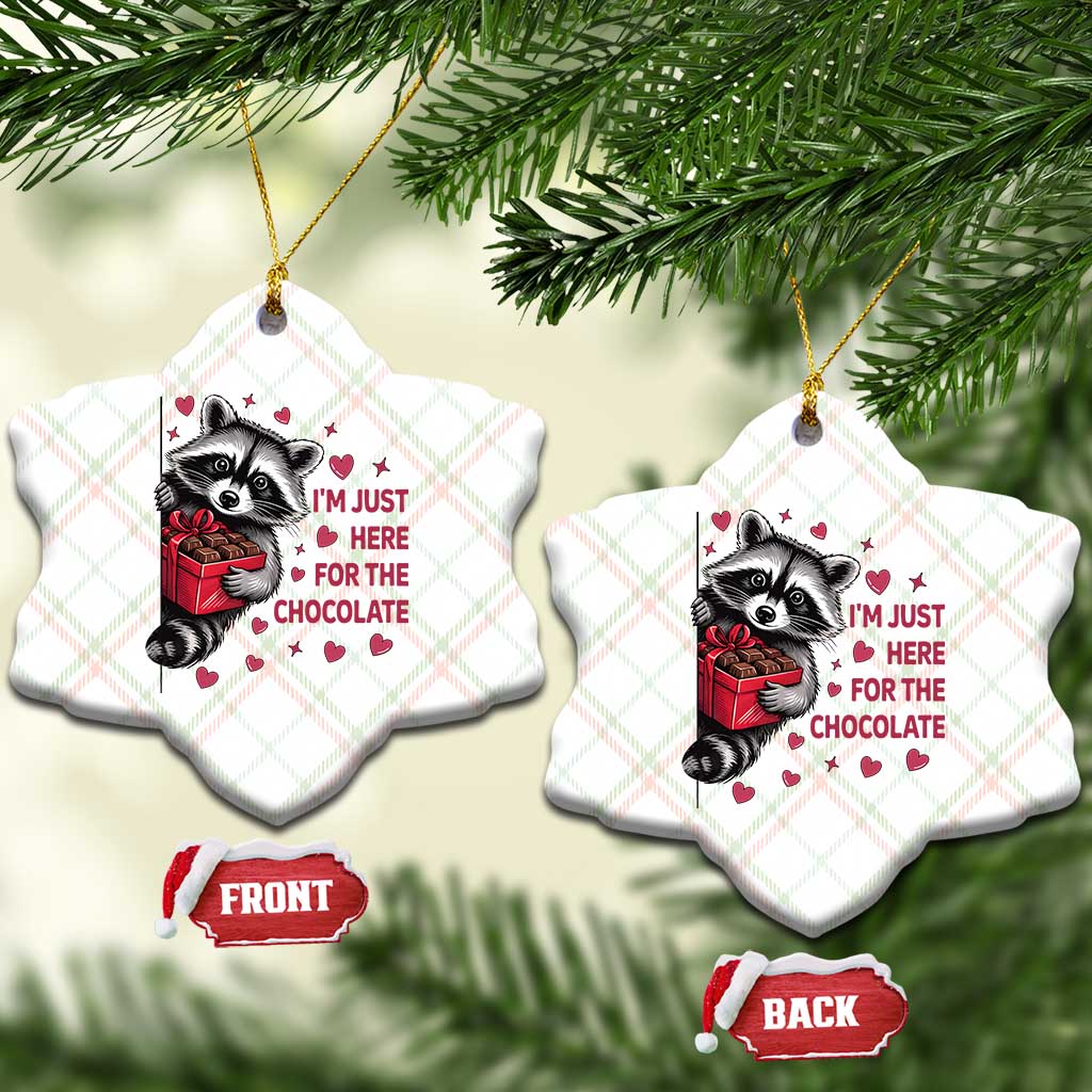 Valentine Racoon Trash Panda Ceramic Ornament I'm Just Here For The Chocolate