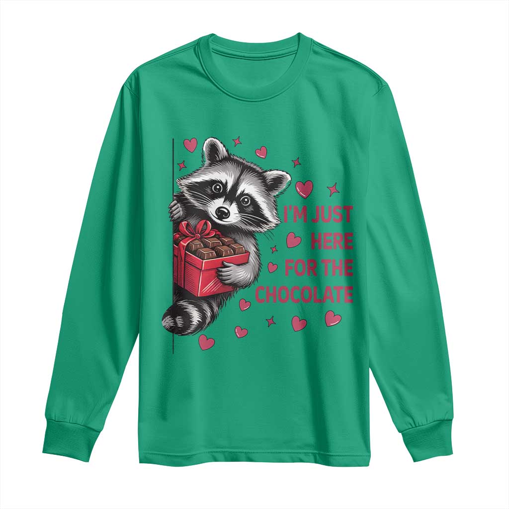 Valentine Racoon Trash Panda Long Sleeve Shirt I'm Just Here For The Chocolate