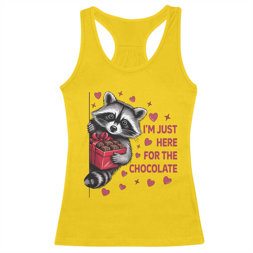 Valentine Racoon Trash Panda Racerback Tank Top I'm Just Here For The Chocolate