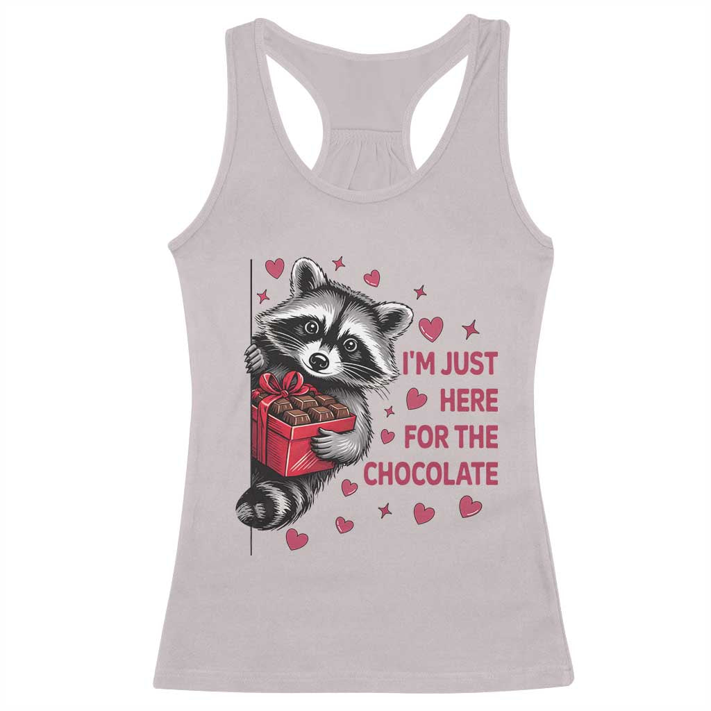 Valentine Racoon Trash Panda Racerback Tank Top I'm Just Here For The Chocolate