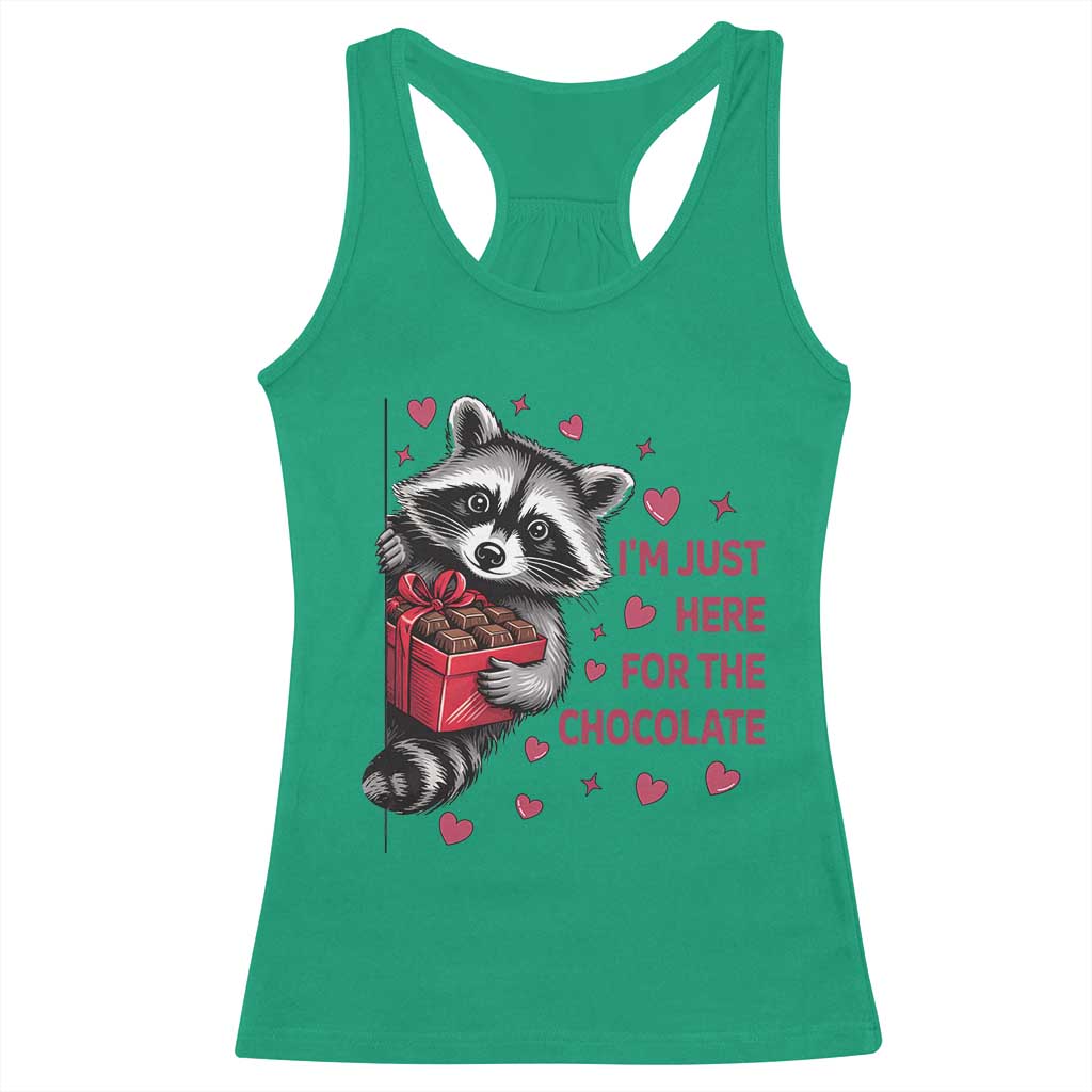 Valentine Racoon Trash Panda Racerback Tank Top I'm Just Here For The Chocolate