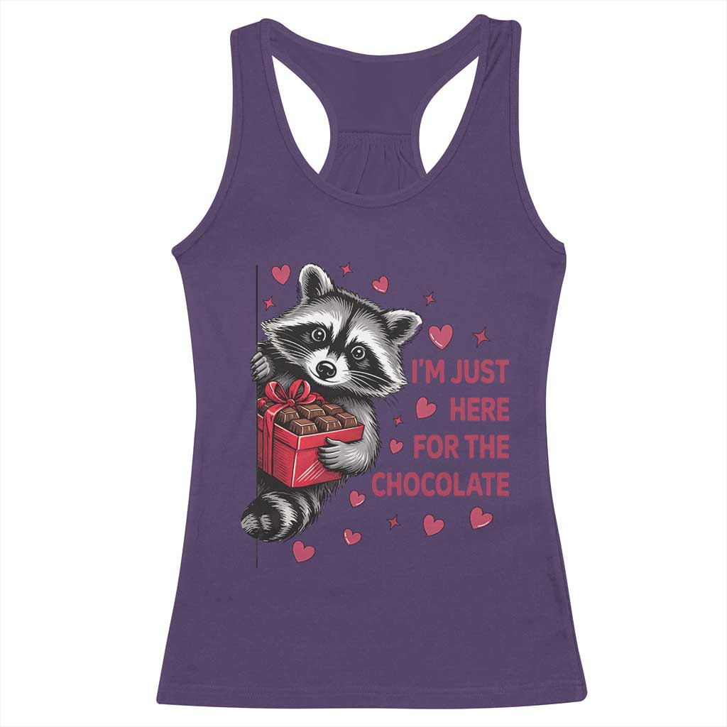Valentine Racoon Trash Panda Racerback Tank Top I'm Just Here For The Chocolate