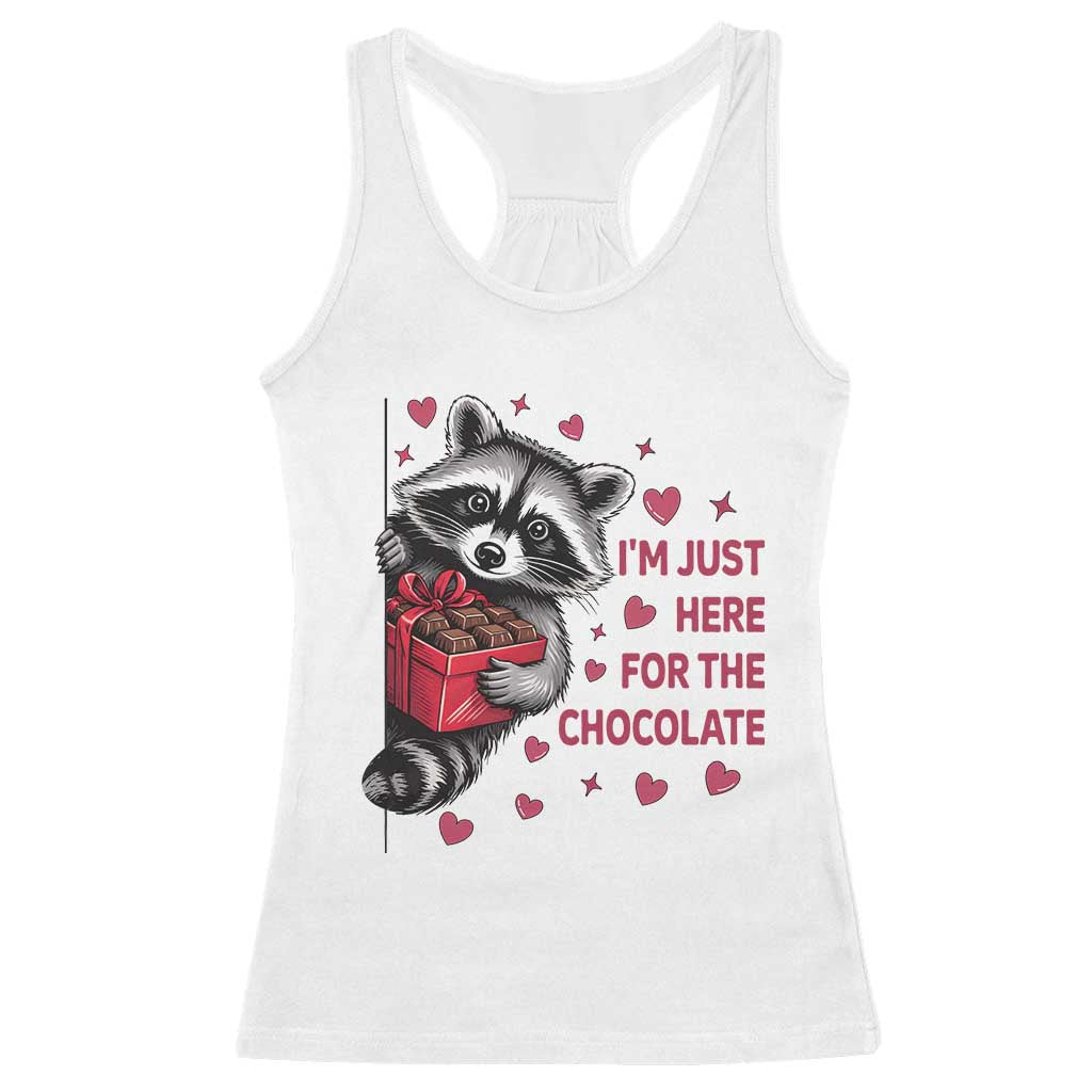 Valentine Racoon Trash Panda Racerback Tank Top I'm Just Here For The Chocolate
