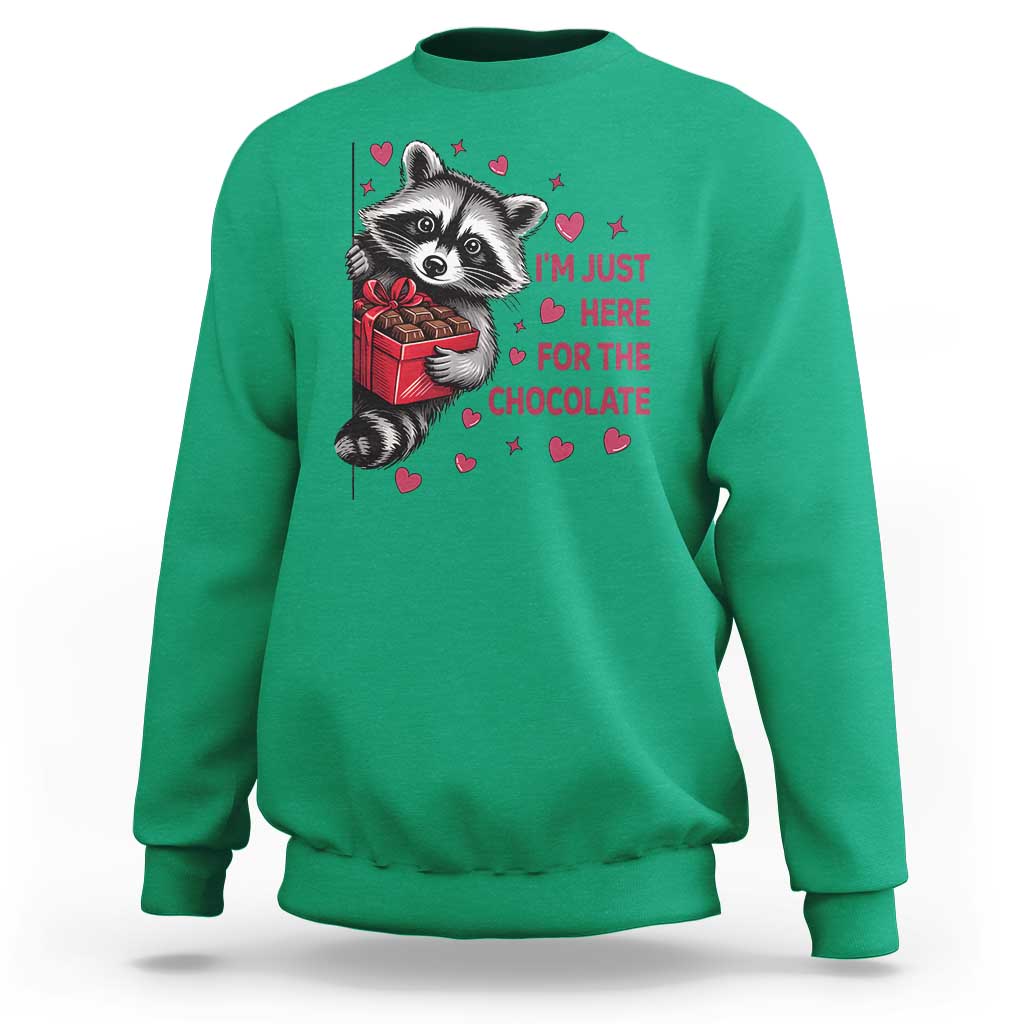 Valentine Racoon Trash Panda Sweatshirt I'm Just Here For The Chocolate