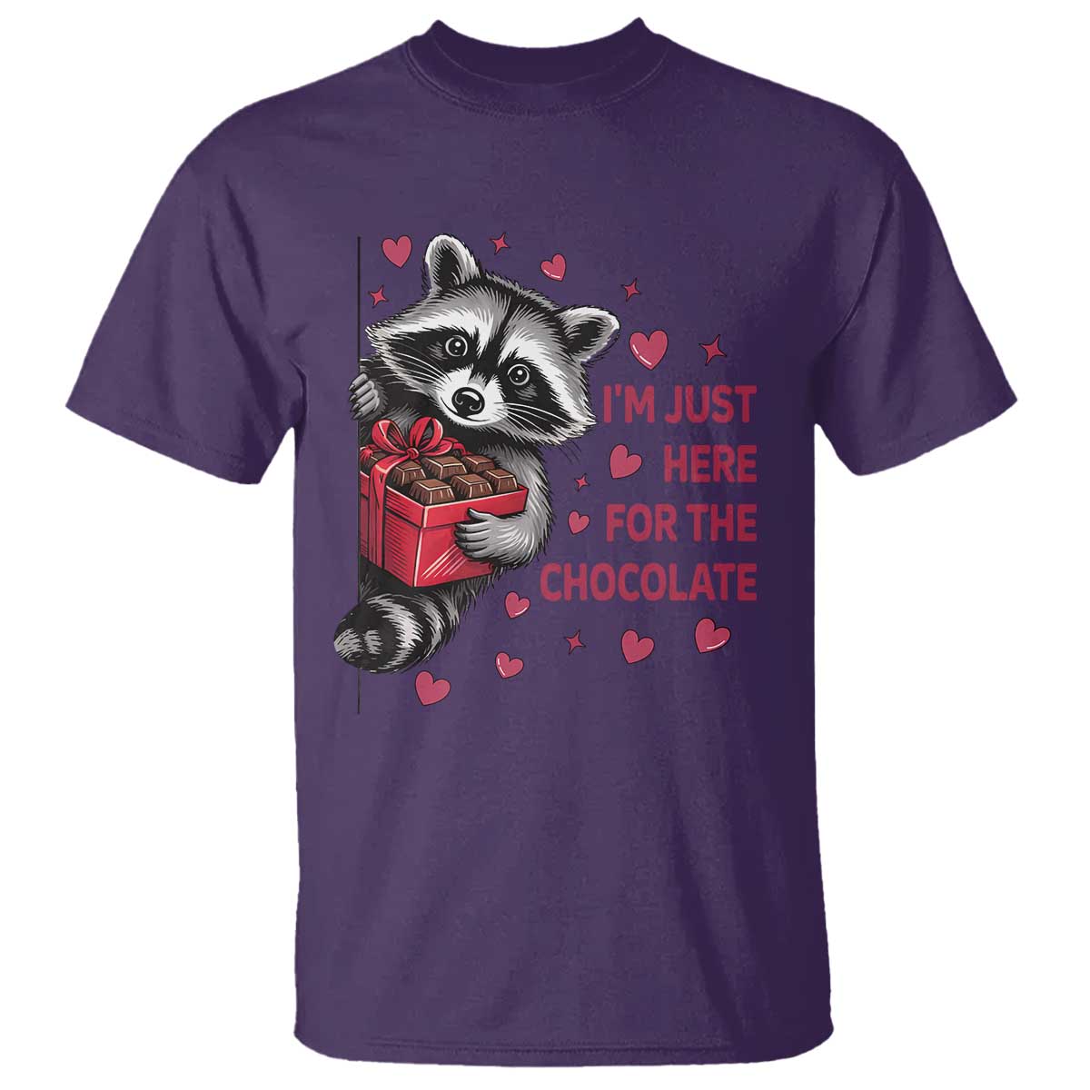 Valentine Racoon Trash Panda T Shirt I'm Just Here For The Chocolate