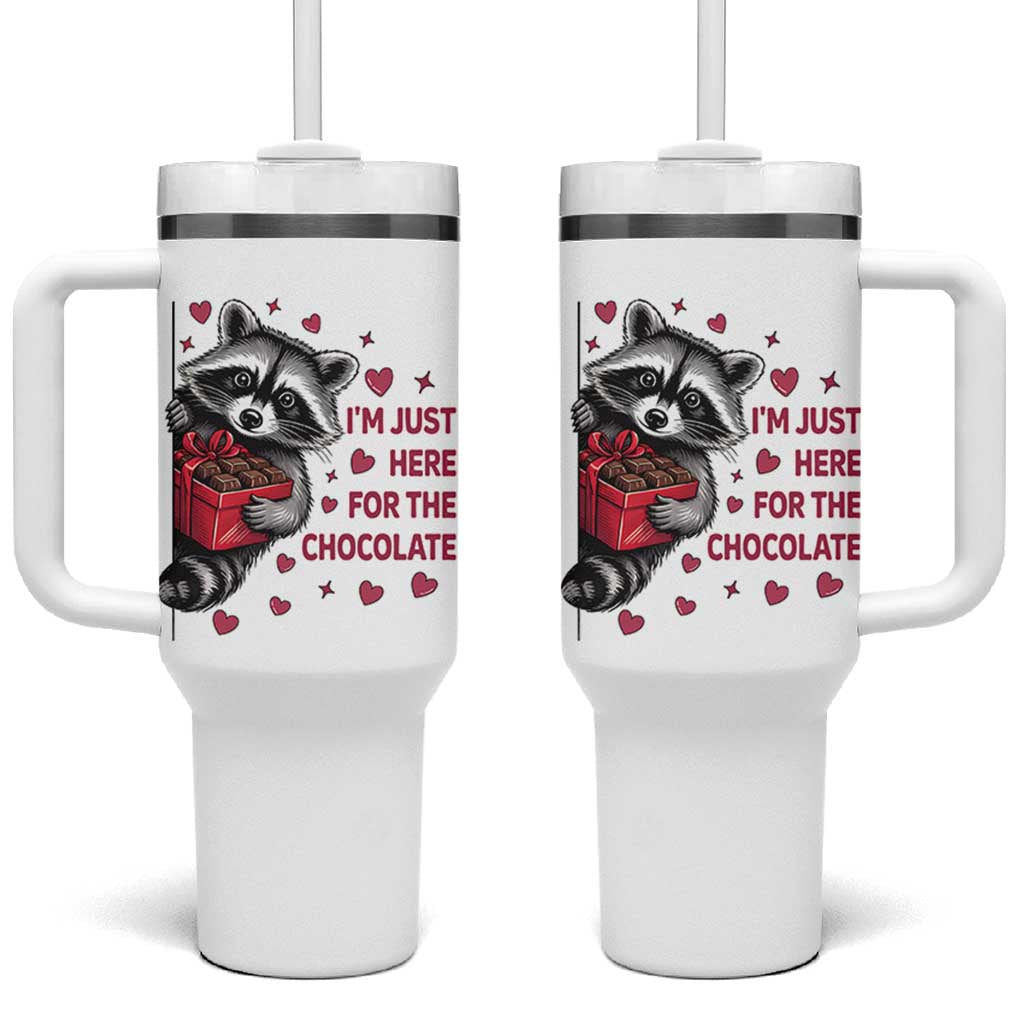 Valentine Racoon Trash Panda Tumbler With Handle I'm Just Here For The Chocolate