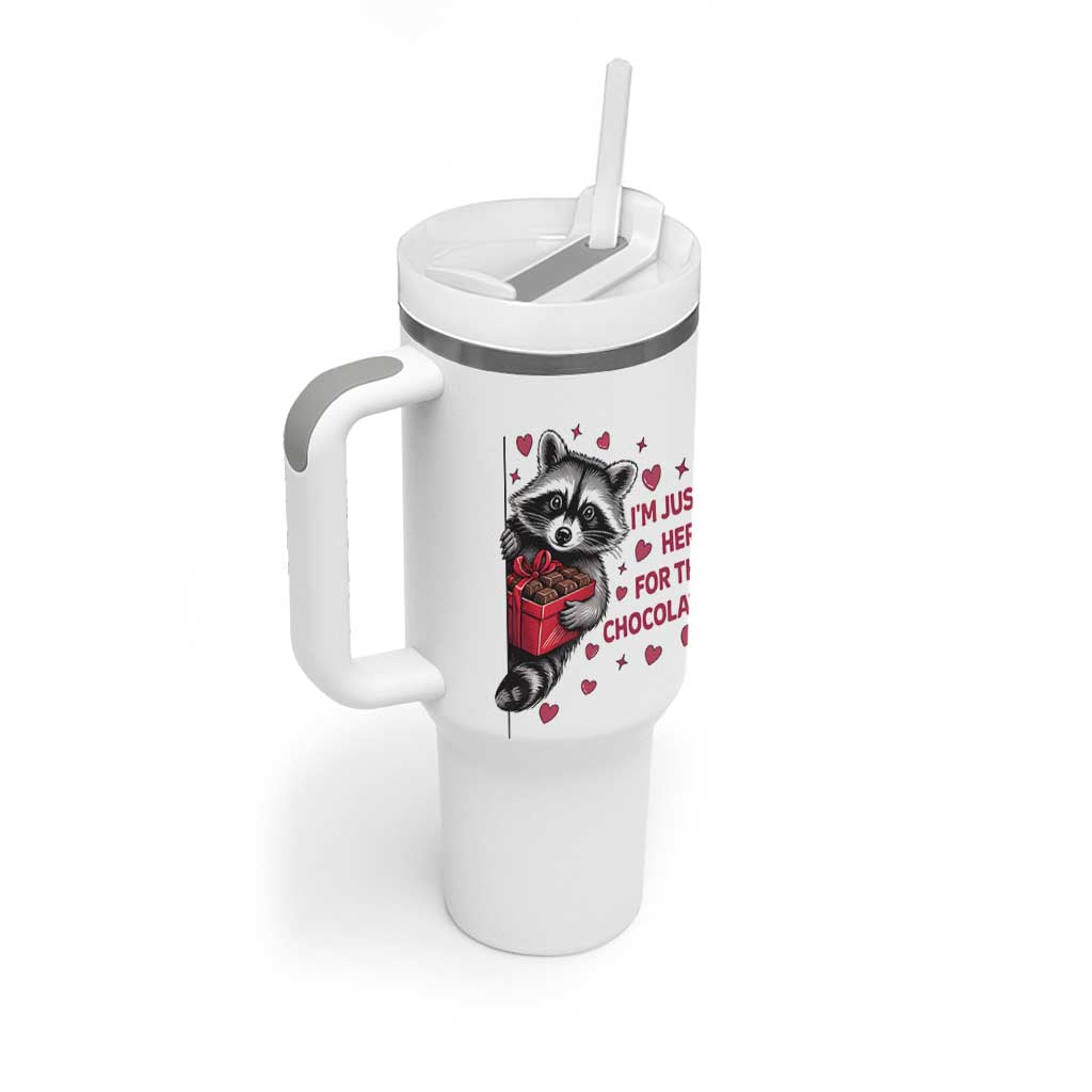 Valentine Racoon Trash Panda Tumbler With Handle I'm Just Here For The Chocolate