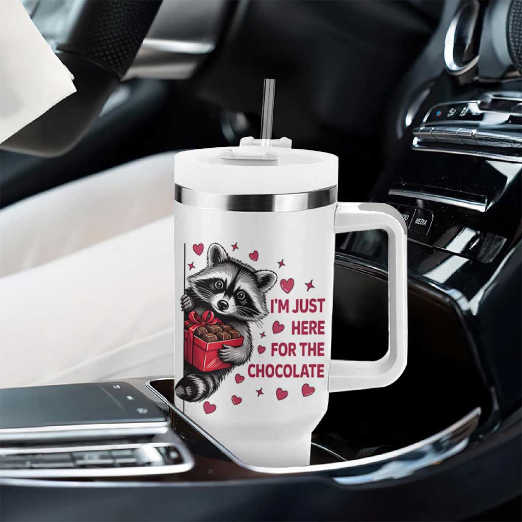 Valentine Racoon Trash Panda Tumbler With Handle I'm Just Here For The Chocolate