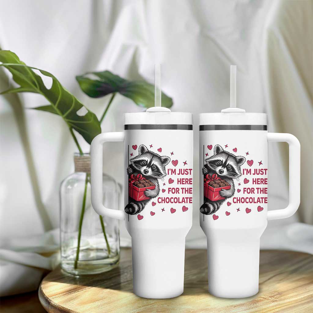 Valentine Racoon Trash Panda Tumbler With Handle I'm Just Here For The Chocolate