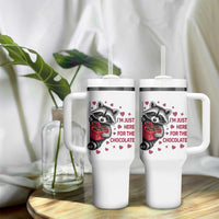 Valentine Racoon Trash Panda Tumbler With Handle I'm Just Here For The Chocolate