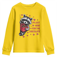 Valentine Racoon Trash Panda Youth Sweatshirt I'm Just Here For The Chocolate