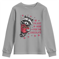 Valentine Racoon Trash Panda Youth Sweatshirt I'm Just Here For The Chocolate