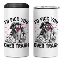 Valentine Racoon Trash Panda 4 in 1 Can Cooler Tumbler I Would Pick You Over Trash