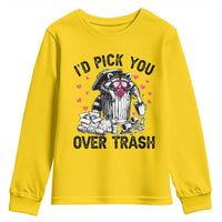 Valentine Racoon Trash Panda Youth Sweatshirt I Would Pick You Over Trash