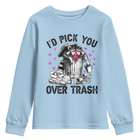 Valentine Racoon Trash Panda Youth Sweatshirt I Would Pick You Over Trash