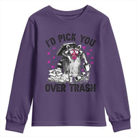 Valentine Racoon Trash Panda Youth Sweatshirt I Would Pick You Over Trash