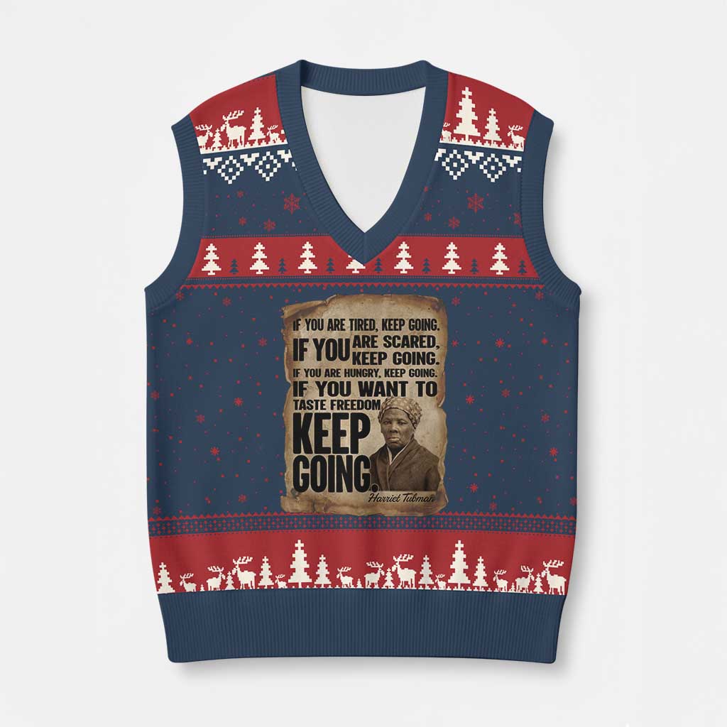 Harriet Tubman Quote V-Neck Knit Sweater Vest Black History African American