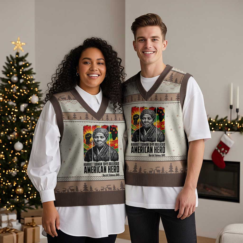 Harriet Tubman Black History Month V-Neck Knit Sweater Vest Underground Railroad American Hero History