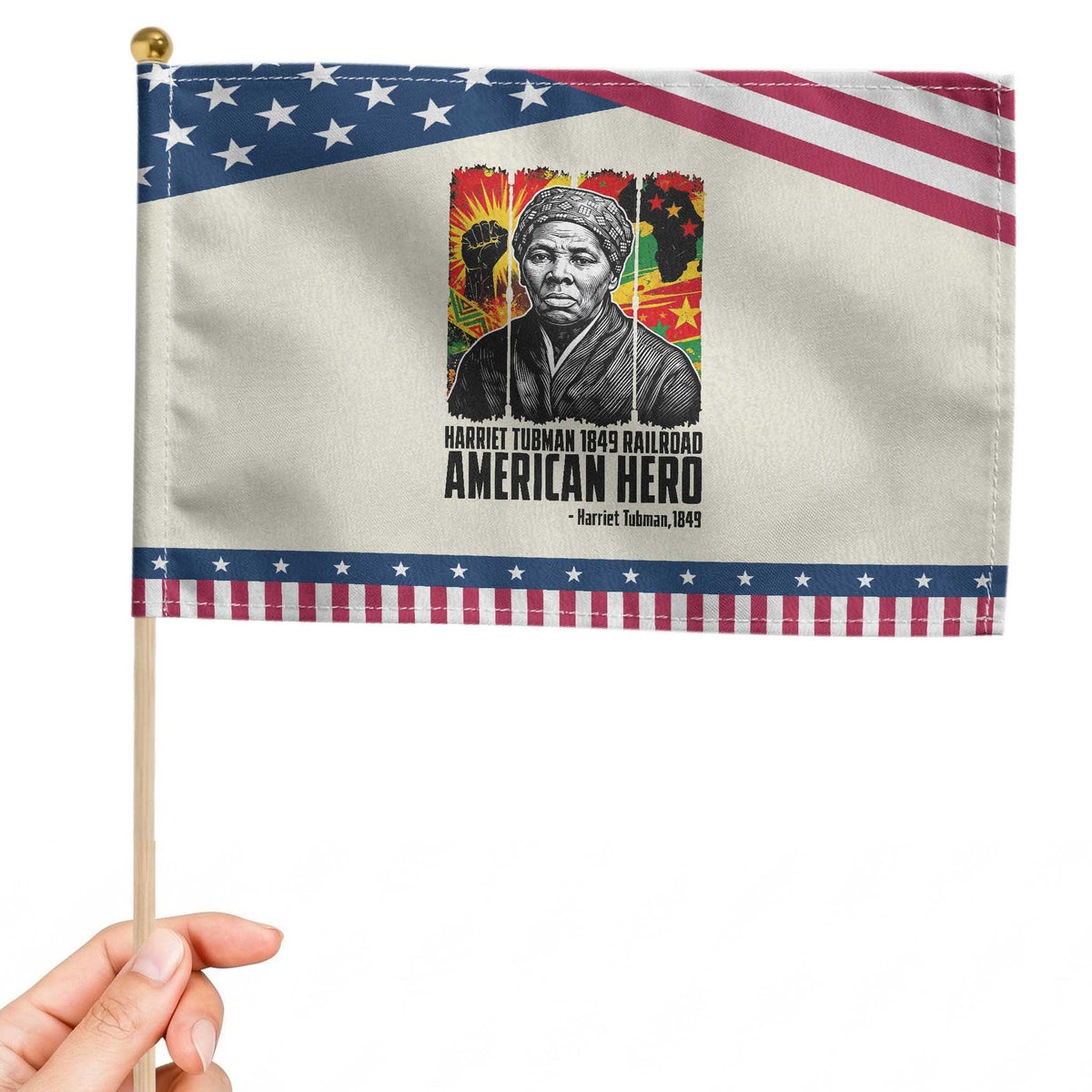 Harriet Tubman Black History Month Patriotic Handheld Flag Underground Railroad American Hero History