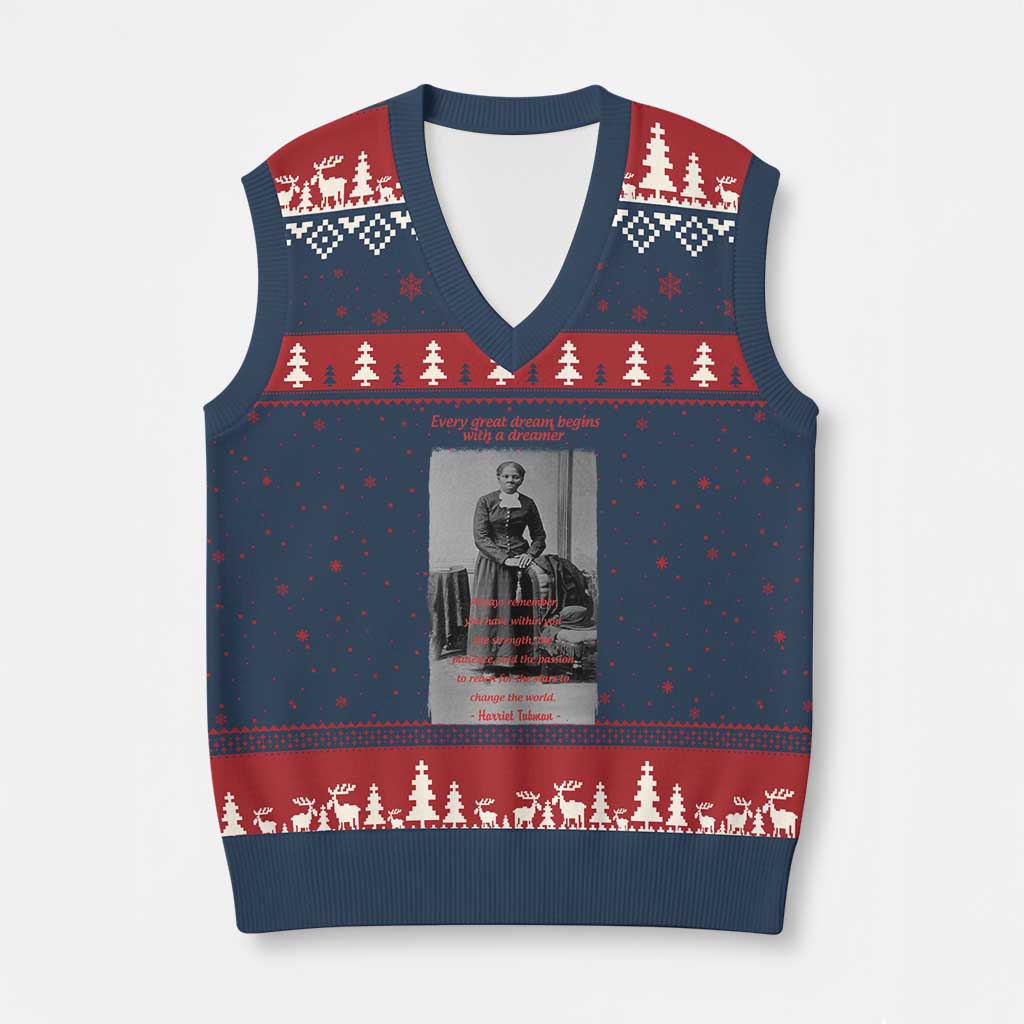 Harriet Tubman V-Neck Knit Sweater Vest Black History Month