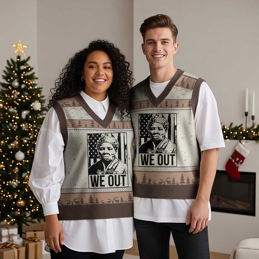 Harriet Tubman Quote V-Neck Knit Sweater Vest We Out Strong Woman