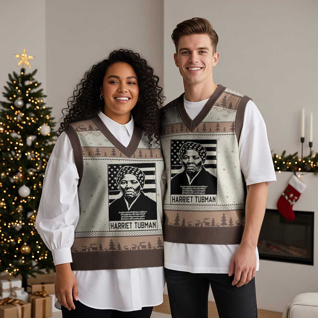 Harriet Tubman Quote V-Neck Knit Sweater Vest Black History Month
