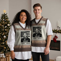 Harriet Tubman Quote V-Neck Knit Sweater Vest Black History Month