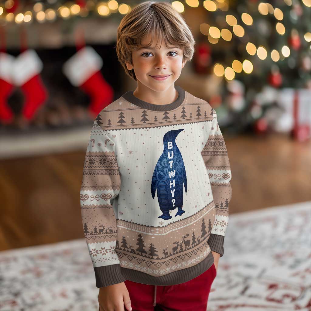But Why Penguin Ugly Christmas Sweater Funny Nihilist Hiking Meme
