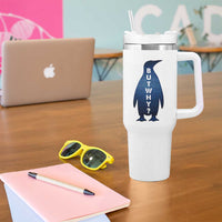 But Why Penguin Tumbler With Handle Funny Nihilist Hiking Meme