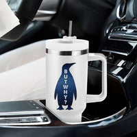 But Why Penguin Tumbler With Handle Funny Nihilist Hiking Meme