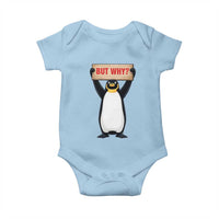 But Why Penguin Baby Onesie Funny Nihilist Penguin Hiking Meme