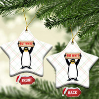 But Why Penguin Ceramic Ornament Funny Nihilist Penguin Hiking Meme