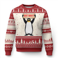 But Why Penguin Ugly Christmas Sweater Funny Nihilist Penguin Hiking Meme